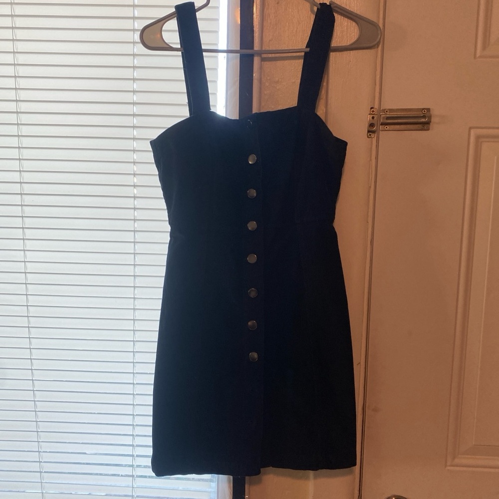 Aeropostale Dark Blue Corduroy Mini Dress with Button Detail